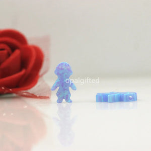 (2pcs) Fire Opal Boy Shape Synthetic Opal Pendant Neckalce