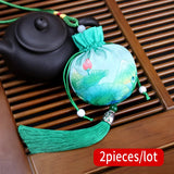 2pcs Embroidery Car Pendant Gift Bag Jewelry Storage