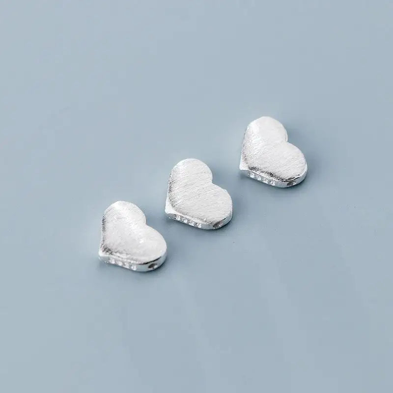 2ps 925 Silver Matte Heart Spacer Beads 18k Plating Rose Charm Bracelet Necklace
