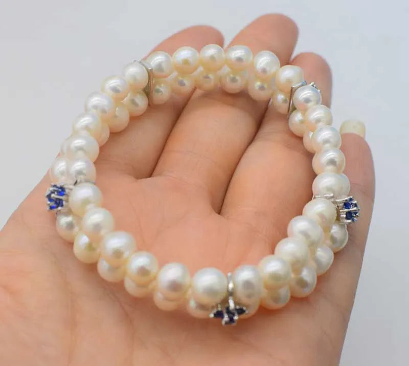 8-9mm Freshwater Pearl Bracelet with Flower Pendant