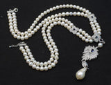 Freshwater Pearl Necklace with Zircon Pendant