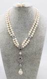 Freshwater Pearl Necklace with Zircon Pendant