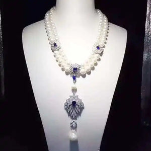 Freshwater Pearl Necklace with Zircon Pendant