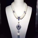 Freshwater Pearl Necklace with Zircon Pendant