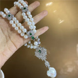 Freshwater Pearl Necklace with Zircon Pendant