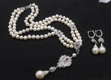 Freshwater Pearl Necklace with Zircon Pendant
