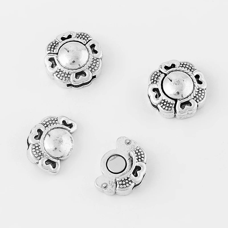 Flower Pattern Magnetic Clasp for Flat Leather Cord DIY Jewelry