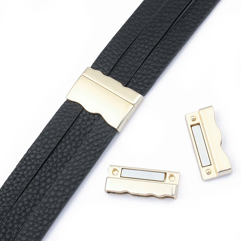 2sets Gold/Silver Alloy Magnetic Clasps 30x3mm for 10mm Flat Leather Cord