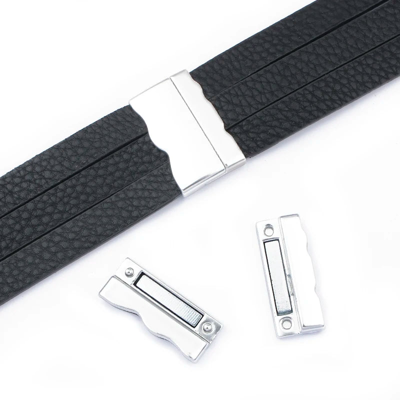 2sets Gold/Silver Alloy Magnetic Clasps 30x3mm for 10mm Flat Leather Cord