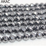 2strands Terahertz faceted round loose beads 8-10mm DIY making healing stone