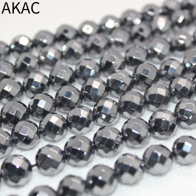 2strands Terahertz faceted round loose beads 8-10mm DIY making healing stone