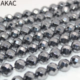 2strands Terahertz faceted round loose beads 8-10mm DIY making healing stone