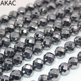 2strands Terahertz faceted round loose beads 8-10mm DIY making healing stone