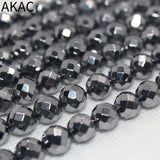 2strands Terahertz faceted round loose beads 8-10mm DIY making healing stone