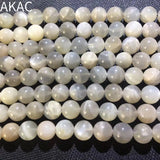 Natural Grey Moonstone Loose Beads 2 Strands 9+-0.2mm DIY Making