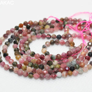 Colorful Tourmaline Faceted Seed Beads 3.5mm for Jewelry Making