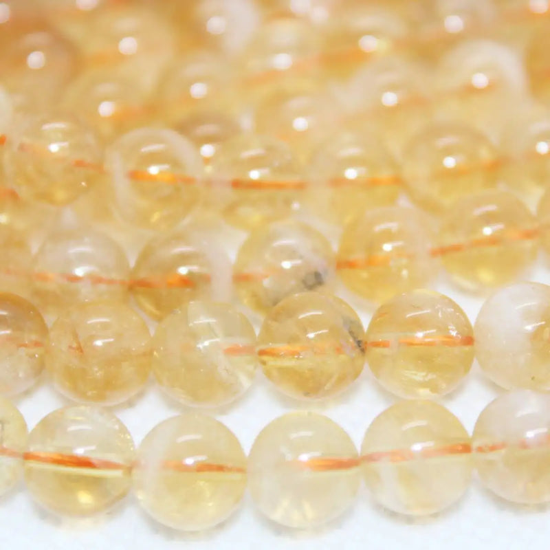 Natural Citrine Quartz Loose Beads 8-8.5mm for DIY Jewelry Making