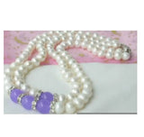 2strands 8-9mm FW Pearl 10mm Purple Jade Necklace