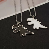 2x Cartoon Paired Dinosaur Couple Necklace Ins Creative Pendant