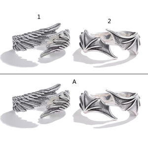 Unisex Wing Ring Set Vintage Adjustable Couple Ring