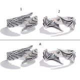 Unisex Wing Ring Set Vintage Adjustable Couple Ring