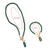 Malachite Drop Oil Necklace Charm Alloy Leaves Pearl Bracelet