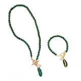 Malachite Drop Oil Necklace Charm Alloy Leaves Pearl Bracelet