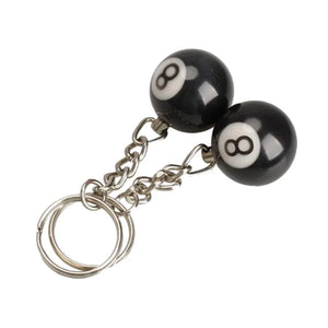 2x No. 8 Billiard Ball Key Chain Charm Key Ring Happy Smile Pool Cue Accessory