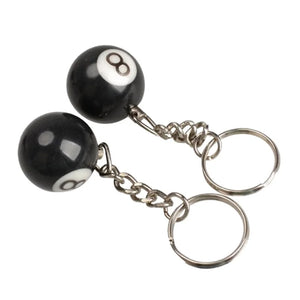 2x No. 8 Billiard Ball Key Chain Charm Key Ring Happy Smile Pool Cue Accessory