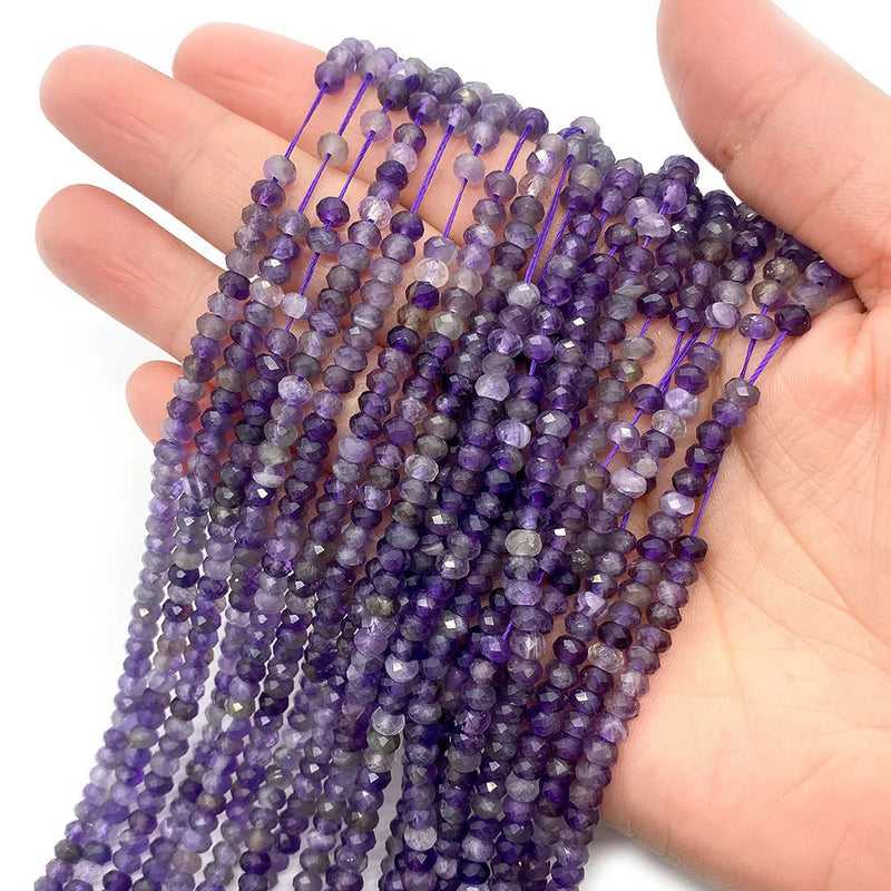 Natural Stone Amethyst Spacer Beads 2x3 3x4 5x6mm Bulk DIY Jewelry Making