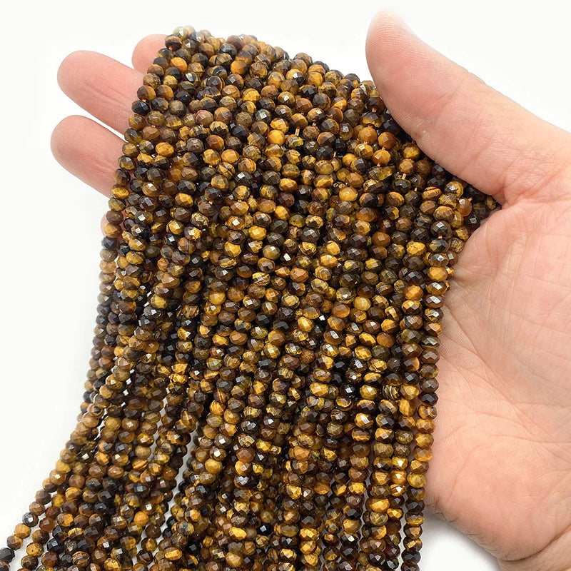Tiger Eye Natural Stone Spacer Beads Bulk DIY Jewelry Women Accessories