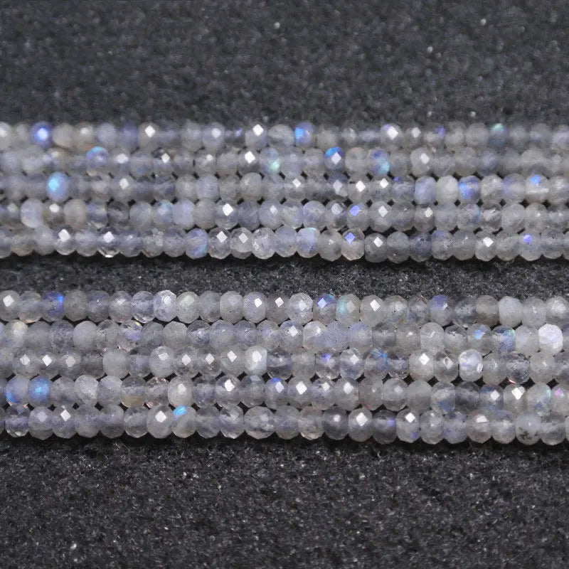 Gray Labradorite Stone Beads Rondelle Spacer Faceted 15''