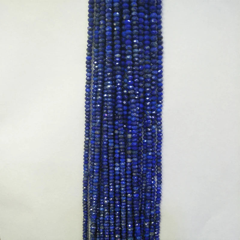 Faceted Lapis Lazuli Stone Beads 15'' DIY Jewelry Bracelet Necklace