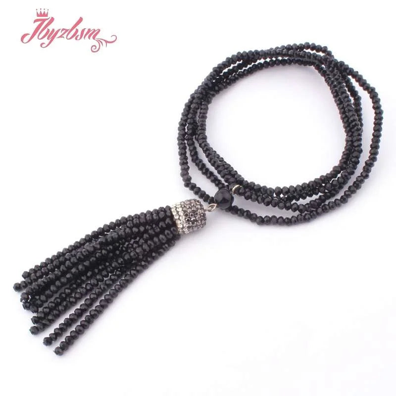 2x3mm Glass Crystal Necklaces Rondelle Bohemian Jewelry Ethnic Necklace