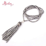 2x3mm Glass Crystal Necklaces Rondelle Bohemian Jewelry Ethnic Necklace