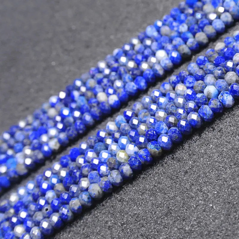 Natural Lapis Lazuli Stone Beads Faceted Rondelle Spacer DIY Loose Beads 15''