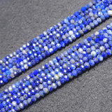 Natural Lapis Lazuli Stone Beads Faceted Rondelle Spacer DIY Loose Beads 15''
