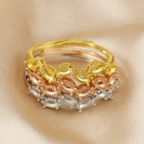 Rose Plated 925 Silver Marquise Prong Ring Settings Stackable