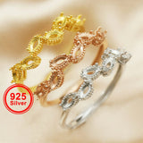 Rose Plated 925 Silver Marquise Prong Ring Settings Stackable