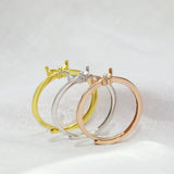Rose Plated 2x4MM Marquise Prong Ring Settings 925 Sterling Silver Bezel