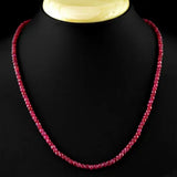 Natural Faceted Brazil Red Ruby Gemstone Beads Necklace 16-17.5''