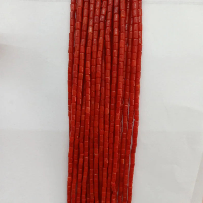 2x4mm Natural Coral Beads Tube Shape Loose Beads 16''
