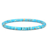 Colorful Snakeskin Stone Bracelet Flat Round Boho Jewelry