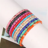 Colorful Snakeskin Stone Bracelet Flat Round Boho Jewelry