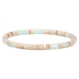 Colorful Snakeskin Stone Bracelet Flat Round Boho Jewelry