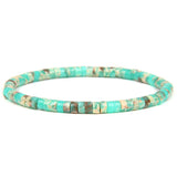 Colorful Snakeskin Stone Bracelet Flat Round Boho Jewelry