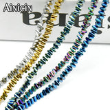 Rainbow Titanium Triangles Strand Loose Beads 5pcs