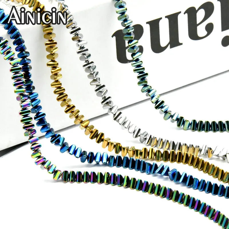 Rainbow Titanium Triangles Strand Loose Beads 5pcs