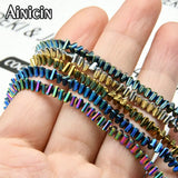 Rainbow Titanium Triangles Strand Loose Beads 5pcs