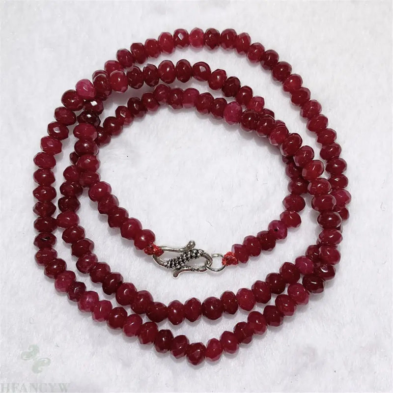 Red Chalcedony Faceted Necklace 18 Inches